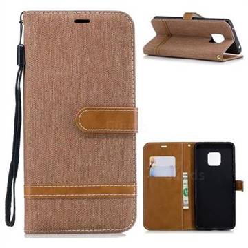Jeans Cowboy Denim Leather Wallet Case for Huawei Mate 20 Pro - Brown