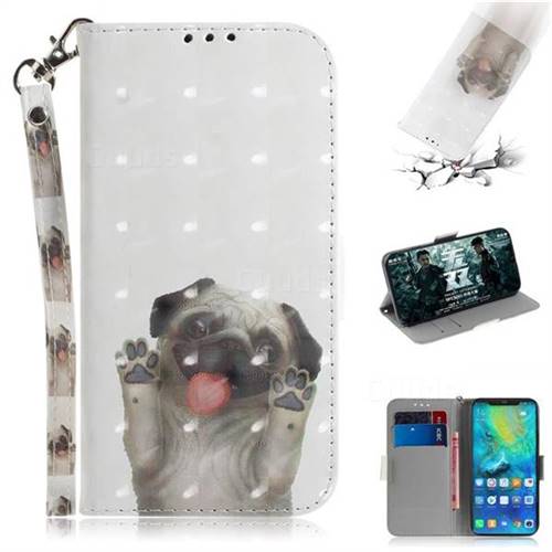 Pug Dog 3D Painted Leather Wallet Phone Case for Huawei Mate 20 Pro