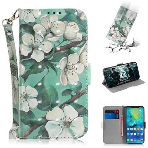 Watercolor Flower 3D Painted Leather Wallet Phone Case for Huawei Mate 20 Pro