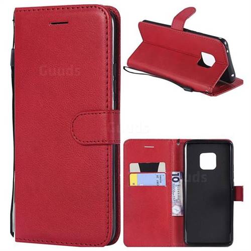 Retro Greek Classic Smooth PU Leather Wallet Phone Case for Huawei Mate 20 Pro - Red