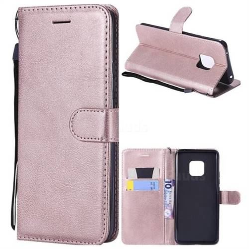 Retro Greek Classic Smooth PU Leather Wallet Phone Case for Huawei Mate 20 Pro - Rose Gold