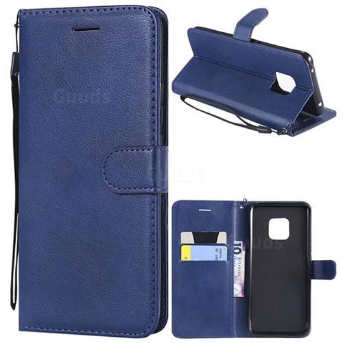 Retro Greek Classic Smooth PU Leather Wallet Phone Case for Huawei Mate 20 Pro - Blue