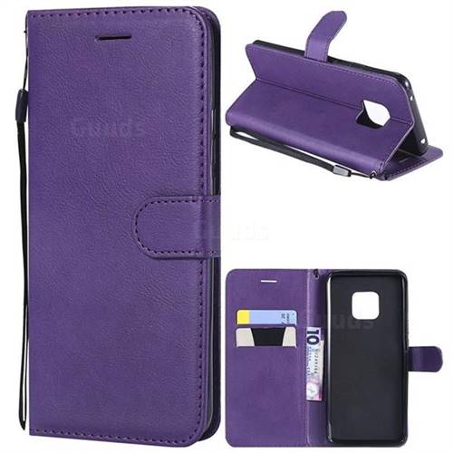 Retro Greek Classic Smooth PU Leather Wallet Phone Case for Huawei Mate 20 Pro - Purple