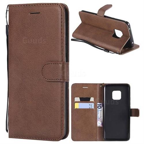Retro Greek Classic Smooth PU Leather Wallet Phone Case for Huawei Mate 20 Pro - Brown