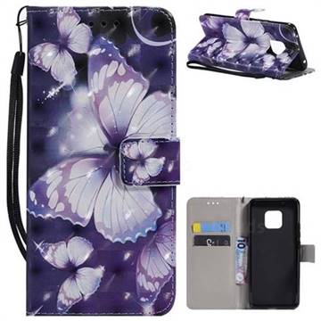 Violet butterfly 3D Painted Leather Wallet Case for Huawei Mate 20 Pro
