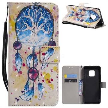 Blue Dream Catcher 3D Painted Leather Wallet Case for Huawei Mate 20 Pro