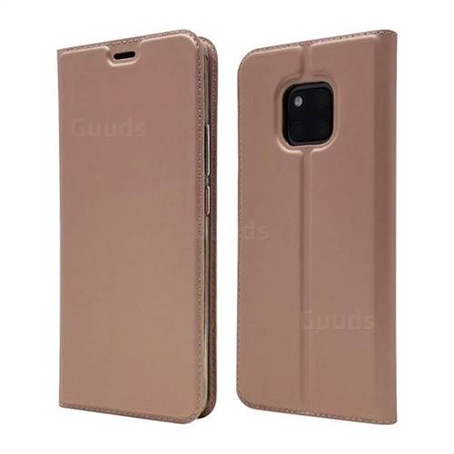 Ultra Slim Card Magnetic Automatic Suction Leather Wallet Case for Huawei Mate 20 Pro - Rose Gold