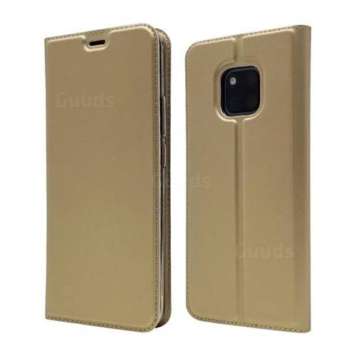 Ultra Slim Card Magnetic Automatic Suction Leather Wallet Case for Huawei Mate 20 Pro - Champagne