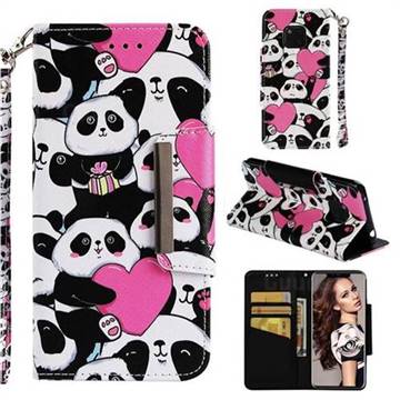 Heart Panda Big Metal Buckle PU Leather Wallet Phone Case for Huawei Mate 20 Pro