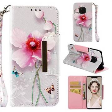Pearl Flower Big Metal Buckle PU Leather Wallet Phone Case for Huawei Mate 20 Pro
