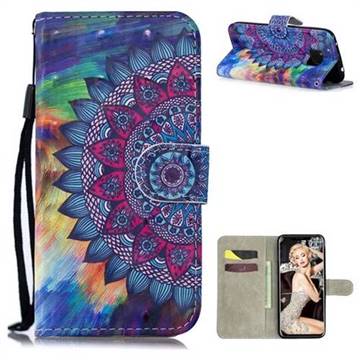 Oil Painting Mandala 3D Painted Leather Wallet Phone Case for Huawei Mate 20 Pro