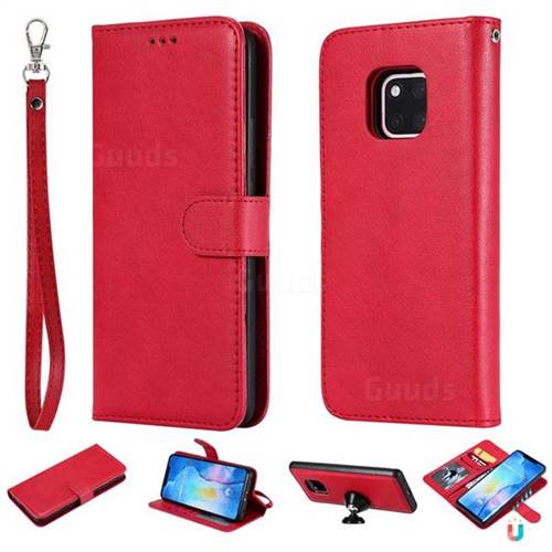 Retro Greek Detachable Magnetic PU Leather Wallet Phone Case for Huawei Mate 20 Pro - Red