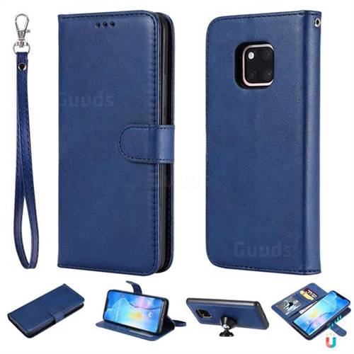 Retro Greek Detachable Magnetic PU Leather Wallet Phone Case for Huawei Mate 20 Pro - Blue