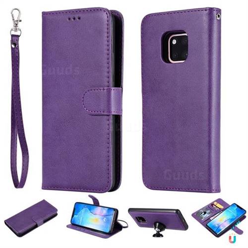 Retro Greek Detachable Magnetic PU Leather Wallet Phone Case for Huawei Mate 20 Pro - Purple