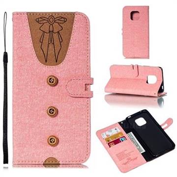 Ladies Bow Clothes Pattern Leather Wallet Phone Case for Huawei Mate 20 Pro - Pink