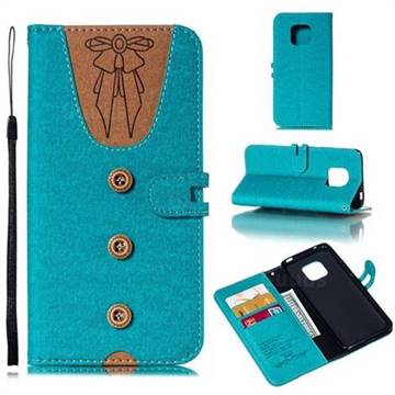 Ladies Bow Clothes Pattern Leather Wallet Phone Case for Huawei Mate 20 Pro - Green