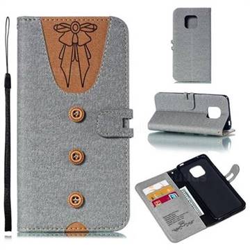 Ladies Bow Clothes Pattern Leather Wallet Phone Case for Huawei Mate 20 Pro - Gray