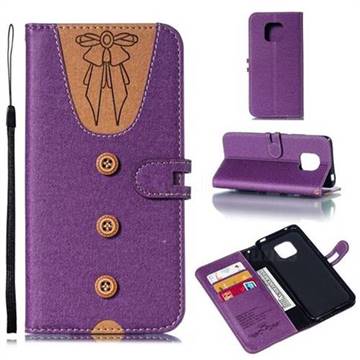 Ladies Bow Clothes Pattern Leather Wallet Phone Case for Huawei Mate 20 Pro - Purple
