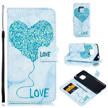 Marble Heart PU Leather Wallet Phone Case for Huawei Mate 20 Pro - Blue