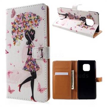 Flower Umbrella Girl Leather Wallet Case for Huawei Mate 20 Pro
