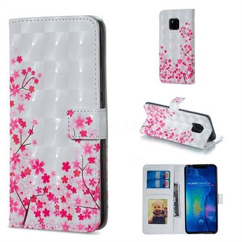 Cherry Blossom 3D Painted Leather Phone Wallet Case for Huawei Mate 20 Pro