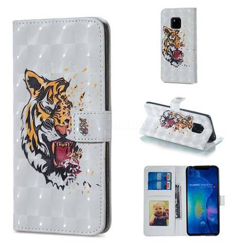 Toothed Tiger 3D Painted Leather Phone Wallet Case for Huawei Mate 20 Pro