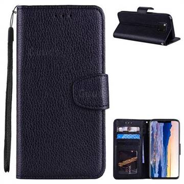 Litchi Pattern PU Leather Wallet Case for Huawei Mate 20 Pro - Black