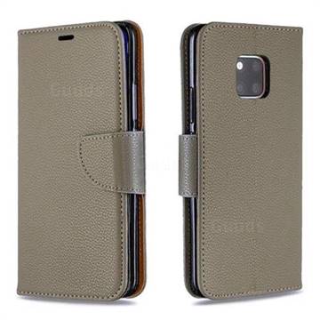 Classic Luxury Litchi Leather Phone Wallet Case for Huawei Mate 20 Pro - Gray