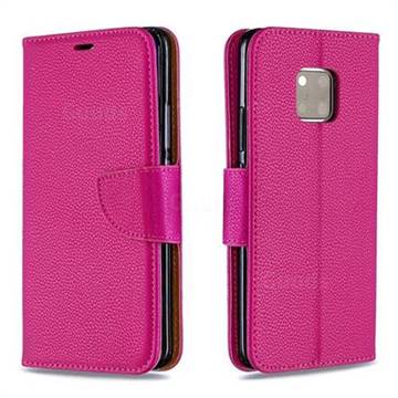 Classic Luxury Litchi Leather Phone Wallet Case for Huawei Mate 20 Pro - Rose