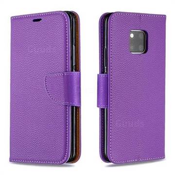 Classic Luxury Litchi Leather Phone Wallet Case for Huawei Mate 20 Pro - Purple