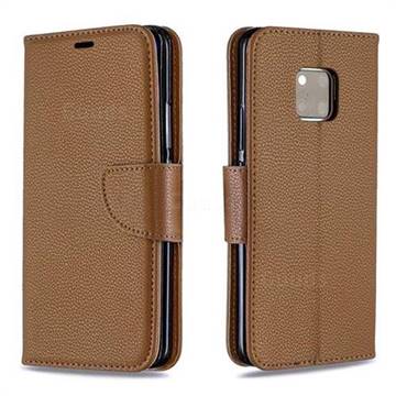 Classic Luxury Litchi Leather Phone Wallet Case for Huawei Mate 20 Pro - Brown