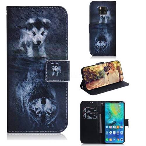 Wolf and Dog PU Leather Wallet Case for Huawei Mate 20 Pro