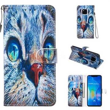 Blue Cat Smooth Leather Phone Wallet Case for Huawei Mate 20 Pro