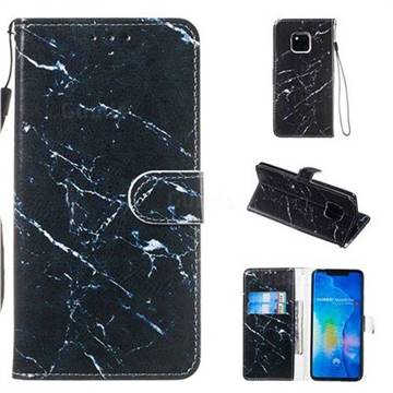 Black Marble Smooth Leather Phone Wallet Case for Huawei Mate 20 Pro