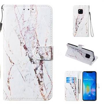 White Marble Smooth Leather Phone Wallet Case for Huawei Mate 20 Pro