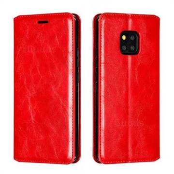 Retro Slim Magnetic Crazy Horse PU Leather Wallet Case for Huawei Mate 20 Pro - Red