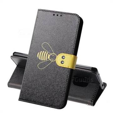 Silk Texture Bee Pattern Leather Phone Case for Huawei Mate 20 Pro - Black