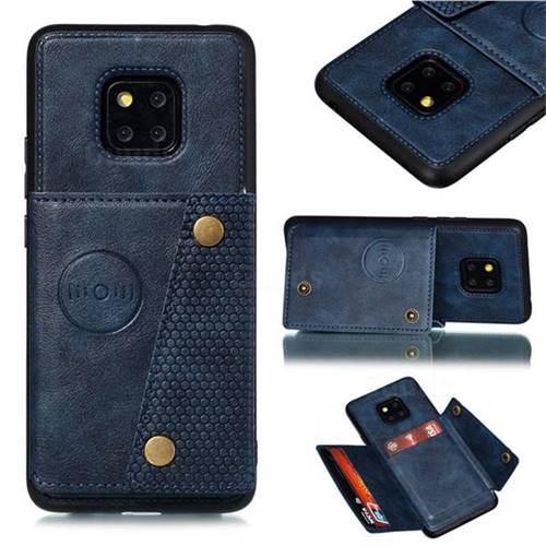 Retro Multifunction Card Slots Stand Leather Coated Phone Back Cover for Huawei Mate 20 Pro - Blue