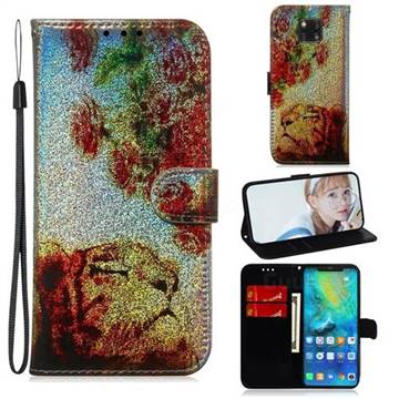 Tiger Rose Laser Shining Leather Wallet Phone Case for Huawei Mate 20 Pro