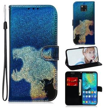 Cat and Leopard Laser Shining Leather Wallet Phone Case for Huawei Mate 20 Pro