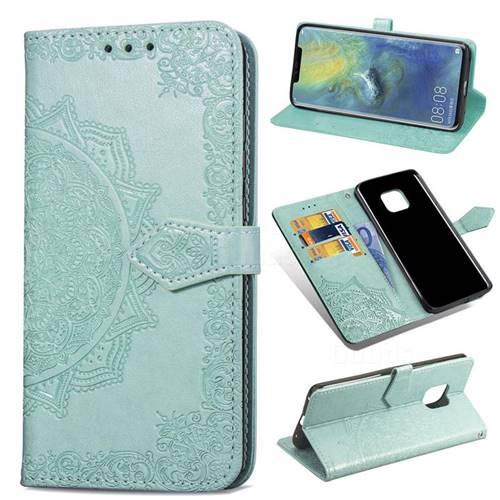 Embossing Imprint Mandala Flower Leather Wallet Case for Huawei Mate 20 Pro - Green