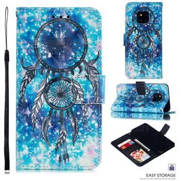 Blue Wind Chime 3D Painted Leather Phone Wallet Case for Huawei Mate 20 Pro
