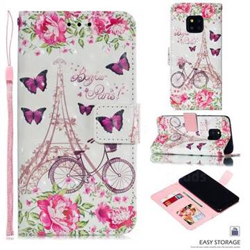 Bicycle Flower Tower 3D Painted Leather Phone Wallet Case for Huawei Mate 20 Pro