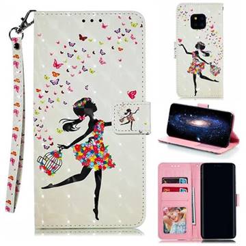 Flower Girl 3D Painted Leather Phone Wallet Case for Huawei Mate 20 Pro