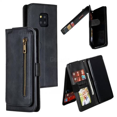 Multifunction 9 Cards Leather Zipper Wallet Phone Case for Huawei Mate 20 Pro - Black