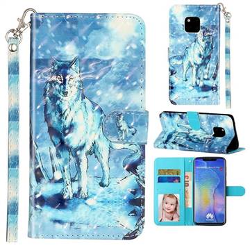Snow Wolf 3D Leather Phone Holster Wallet Case for Huawei Mate 20 Pro