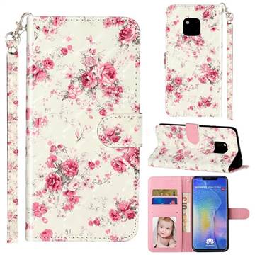 Rambler Rose Flower 3D Leather Phone Holster Wallet Case for Huawei Mate 20 Pro