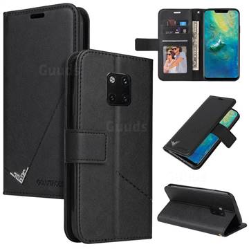 GQ.UTROBE Right Angle Silver Pendant Leather Wallet Phone Case for Huawei Mate 20 Pro - Black