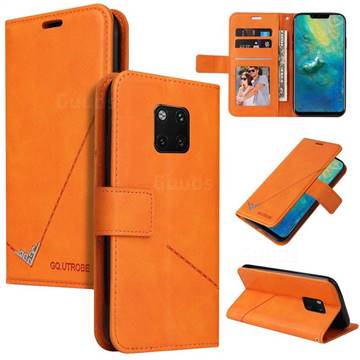 GQ.UTROBE Right Angle Silver Pendant Leather Wallet Phone Case for Huawei Mate 20 Pro - Orange