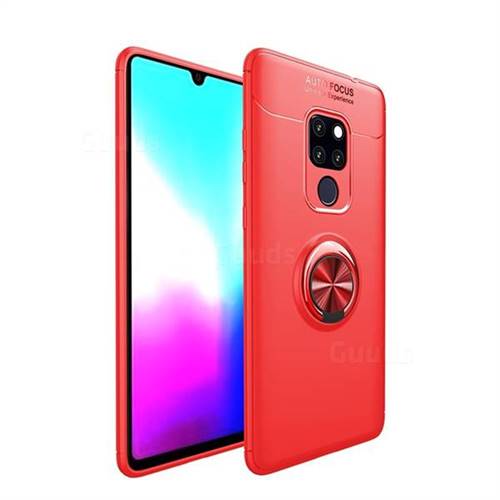 Auto Focus Invisible Ring Holder Soft Phone Case for Huawei Mate 20 X - Red